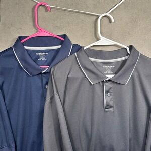 Claiborne Polo Shirt Lot of 2 Mens 2XLT Gray Quick-Dri Short Sleeve Tipped
